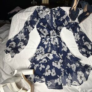 Dress with tie and choice of shoes